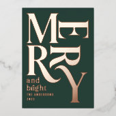 Moderne, minimale traditionele kerstakergroene folie feestdagenkaart (Voorkant)