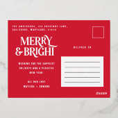 Moderne, minimale traditionele rode kerst folie feestdagen briefkaart (Achterkant)