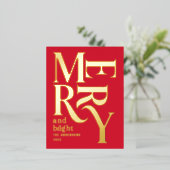 Moderne, minimale traditionele rode kerst folie feestdagen briefkaart (Staand Voorkant)