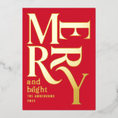 Moderne minimale traditionele vrolijke kerstFolie  Folie Feestdagenkaart (Voorkant)