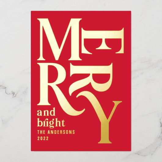 Moderne minimale traditionele vrolijke kerstFolie  Folie Feestdagenkaart (Voorkant)