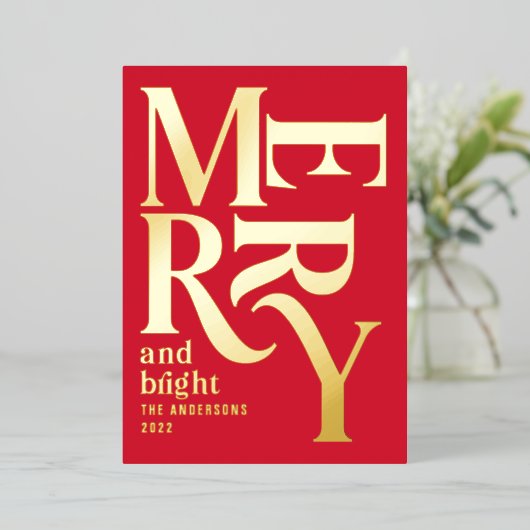 Moderne minimale traditionele vrolijke kerstFolie  Folie Feestdagenkaart (Staand Voorkant)