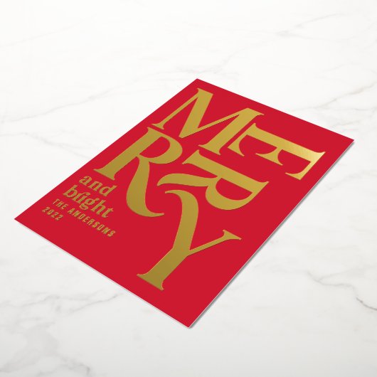 Moderne minimale traditionele vrolijke kerstFolie Folie Feestdagenkaart (Gedraaid)