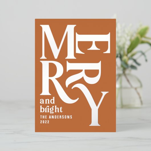 Moderne minimale traditionele vrolijke kerstroest folie feestdagenkaart (Staand Voorkant)