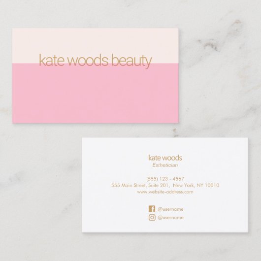 Moderne, minimale, transparante lichtroze visitekaartje (Voorkant / Achterkant)