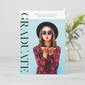 Moderne minimale trendy en chique | Foto Afstudere Aankondiging (Staand voorkant)