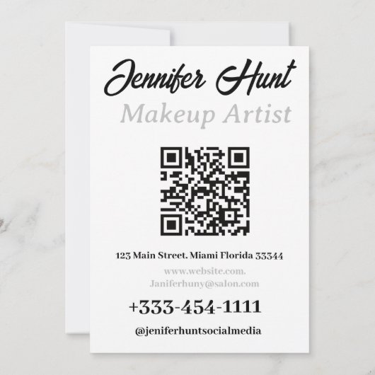 moderne minimale trendy Make-up Artist QR-code Kaart (Achterkant)
