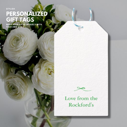 Moderne minimale trendy meisjesgroene boog cadeaulabel
