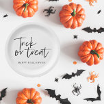 Moderne minimale troep en behandeling | Happy Hall Papieren Bordje<br><div class="desc">Moderne minimale troep en behandeling | Happy Halloween</div>