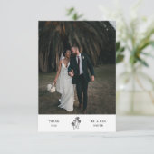 Moderne minimale tropische palmboom bruiloft bedankkaart (Staand voorkant)