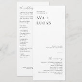 Moderne Minimale Trouwceremonie Orde van Service Programmakaart (Voorkant / Achterkant)