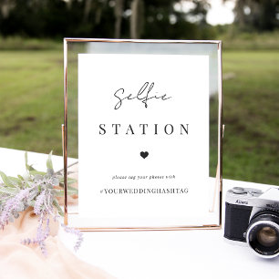 Moderne Minimale Trouwfeest Selfie Station & Hasht Poster
