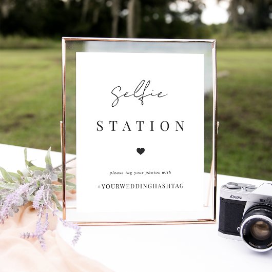 Moderne Minimale Trouwfeest Selfie Station & Hasht Poster