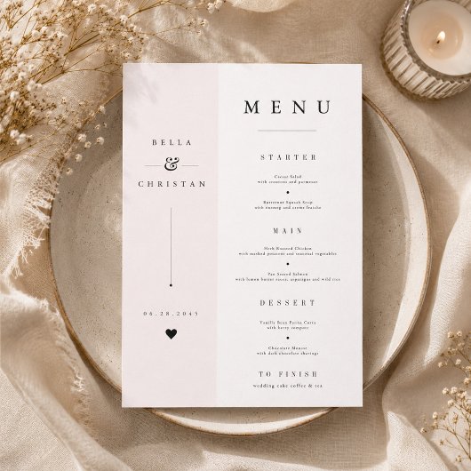 Moderne Minimale Trouwmenu Kaart Elegante Split