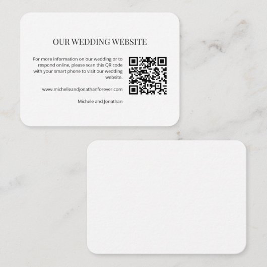 Moderne Minimale Trouwwebsite QR-code Insteekkaart Informatiekaartje (Voorkant / Achterkant)