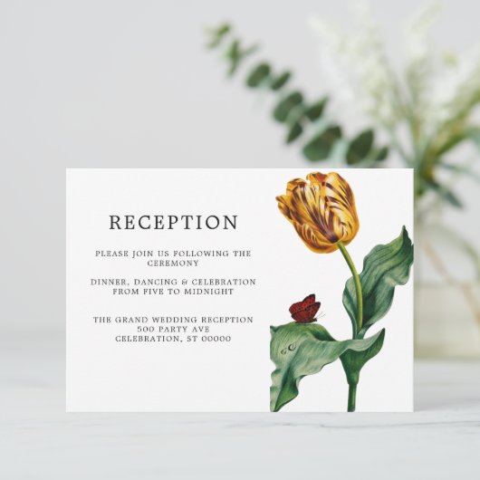 Moderne minimale tulp | Huwelijksreceptie Kaart (Staand voorkant)