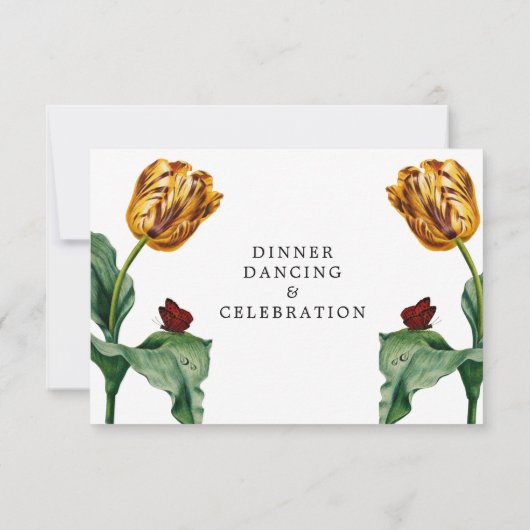 Moderne minimale tulp | Huwelijksreceptie Kaart (Achterkant)