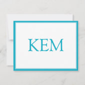 Moderne Minimale Turquoise Monogram Notitiekaartje (Voorkant)