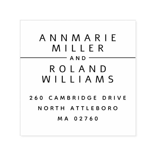 Moderne minimale twee achternamen retouradres  zelfinktende stempel (Design)