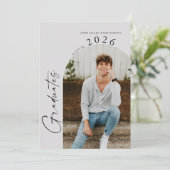 Moderne minimale twee foto tweeling afgestudeerden kaart (Staand voorkant)