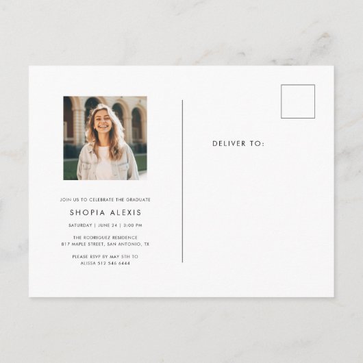 Moderne minimale tweeledige fotograafpartij uitnodiging briefkaart (Achterkant)