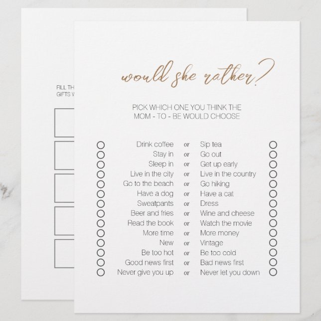 Moderne minimale tweezijdige Bingo Baby shower Spe (Voorkant / Achterkant)