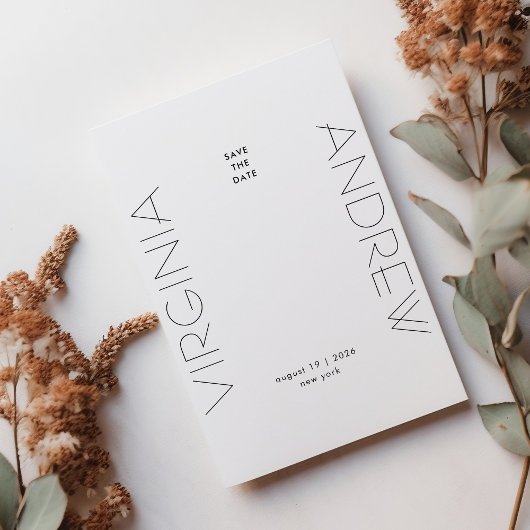 Moderne minimale Tyografie Big Names Photo Save The Date