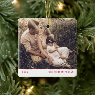 Moderne, minimale Type Bright Red Holiday Keramisch Ornament