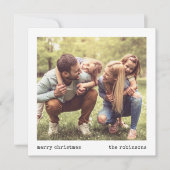 Moderne minimale typemachine kerstfotocollage feestdagenkaart (Voorkant)