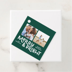 Moderne, minimale typografie 2 foto Kerstmis Bedankjes Labels