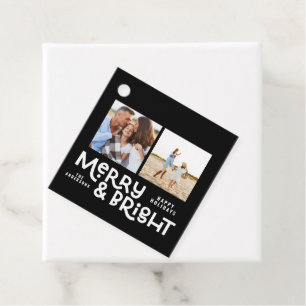 Moderne, minimale typografie 2 foto Kerstmis Bedankjes Labels