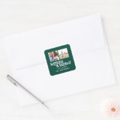 Moderne minimale typografie 2 foto Kerstmis Vierkante Sticker (Envelop)