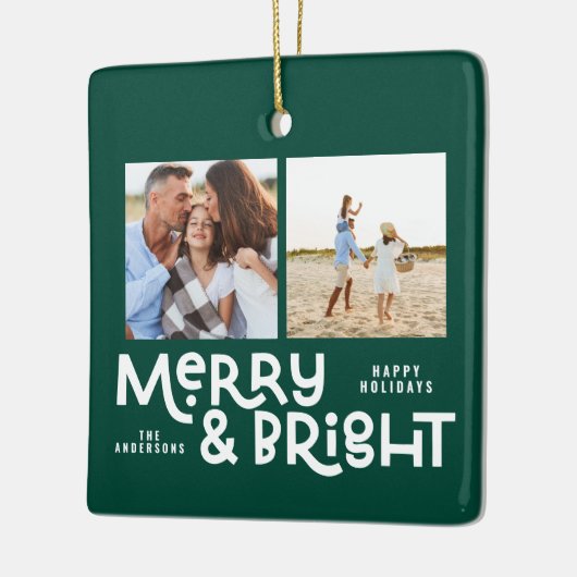 Moderne, minimale typografie 2-kerstcadeau keramisch ornament (Links)