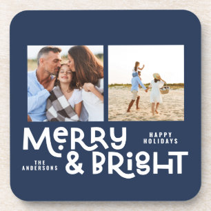 Moderne, minimale typografie 2 met kerstmis bier onderzetter