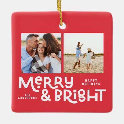 Moderne, minimale typografie 2 met kerstmis keramisch ornament (Voorkant)