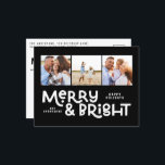 Moderne minimale typografie 3 foto-kerstplezier feestdagenkaart<br><div class="desc">Het is misschien niet allemaal rustig,  maar iedereen kan nog steeds helder zijn met deze leuke moderne,  kleurrijke kerstkaart. Met ruimte voor 3 vierkante foto's,  beschikbaar in een selectie van kleuren.</div>