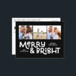 Moderne minimale typografie 3 foto-kerstplezier feestdagenkaart<br><div class="desc">Het is misschien niet allemaal rustig,  maar iedereen kan nog steeds helder zijn met deze leuke moderne,  kleurrijke kerstkaart. Met ruimte voor 3 vierkante foto's,  beschikbaar in een selectie van kleuren.</div>