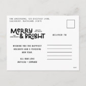 Moderne minimale typografie 3 foto-kerstplezier feestdagenkaart (Achterkant)