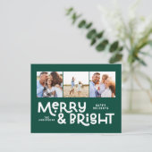 Moderne, minimale typografie 3 foto-kerstplezier H Feestdagenkaart (Staand voorkant)