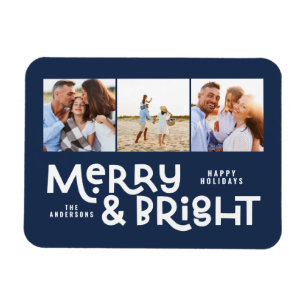 Moderne minimale typografie 3 foto-kerstplezier magneet