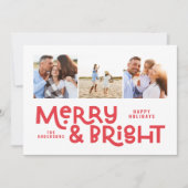Moderne, minimale typografie 3 foto-kerstpreek Ho Feestdagenkaart (Voorkant)