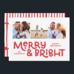 Moderne, minimale typografie 3 foto-kerstpreek Ho Feestdagenkaart<br><div class="desc">Het is misschien niet allemaal rustig,  maar iedereen kan nog steeds helder zijn met deze leuke moderne,  kleurrijke kerstkaart. Met ruimte voor 3 vierkante foto's,  beschikbaar in een selectie van kleuren.</div>
