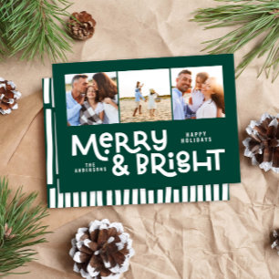 Moderne, minimale typografie 3 foto-kerstpreek Ho Feestdagenkaart