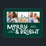 Moderne, minimale typografie 3 foto-kerstpreek Ho Magneet<br><div class="desc">Het is misschien niet allemaal rustig,  maar iedereen kan nog steeds helder zijn met deze leuke moderne,  kleurrijke kerstkaart. Met ruimte voor 3 vierkante foto's,  beschikbaar in een selectie van kleuren.</div>