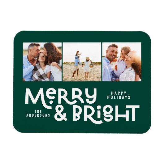 Moderne, minimale typografie 3 foto-kerstpreek Ho Magneet (Horizontaal)