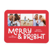 Moderne, minimale typografie 3 foto-kerstpreek Ho Magneet (Horizontaal)