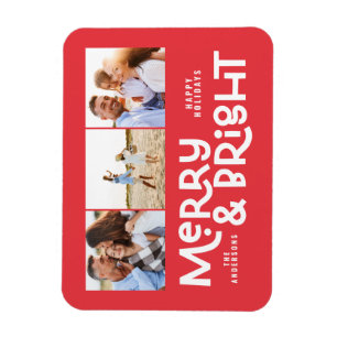 Moderne, minimale typografie 3 foto-kerstpreek Ho Magneet