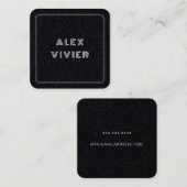Moderne minimale Typografie Black Lijst Vierkante Visitekaartje (Voorkant / Achterkant)