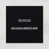 Moderne minimale Typografie Black Paper Square Vierkante Visitekaartje (Achterkant)