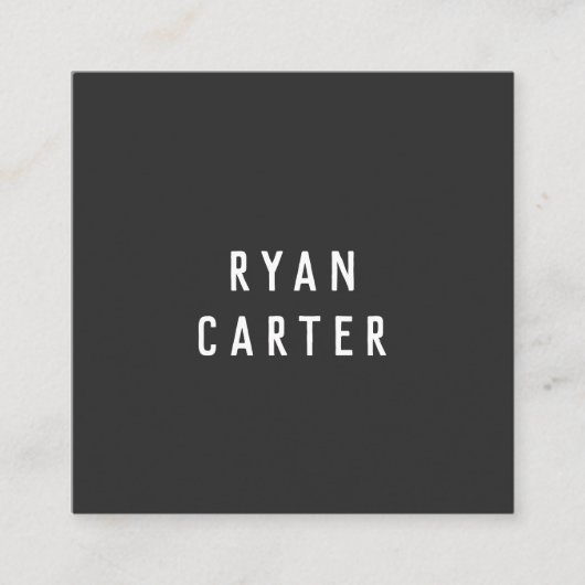 Moderne minimale Typografie Black Paper Square Vierkante Visitekaartje (Voorkant)